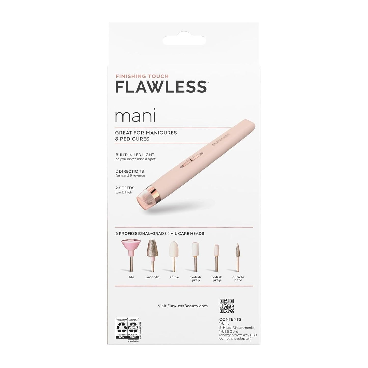 Flawless Salon Nails Kit, Electronic Nail File and Full Manicure and Pedicure Tool