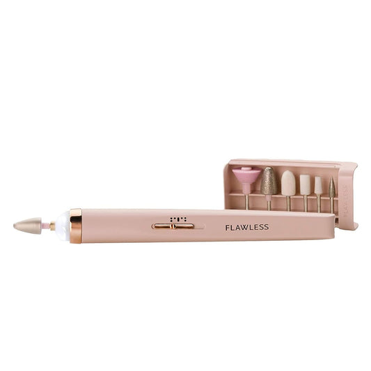 Flawless Salon Nails Kit, Electronic Nail File and Full Manicure and Pedicure Tool