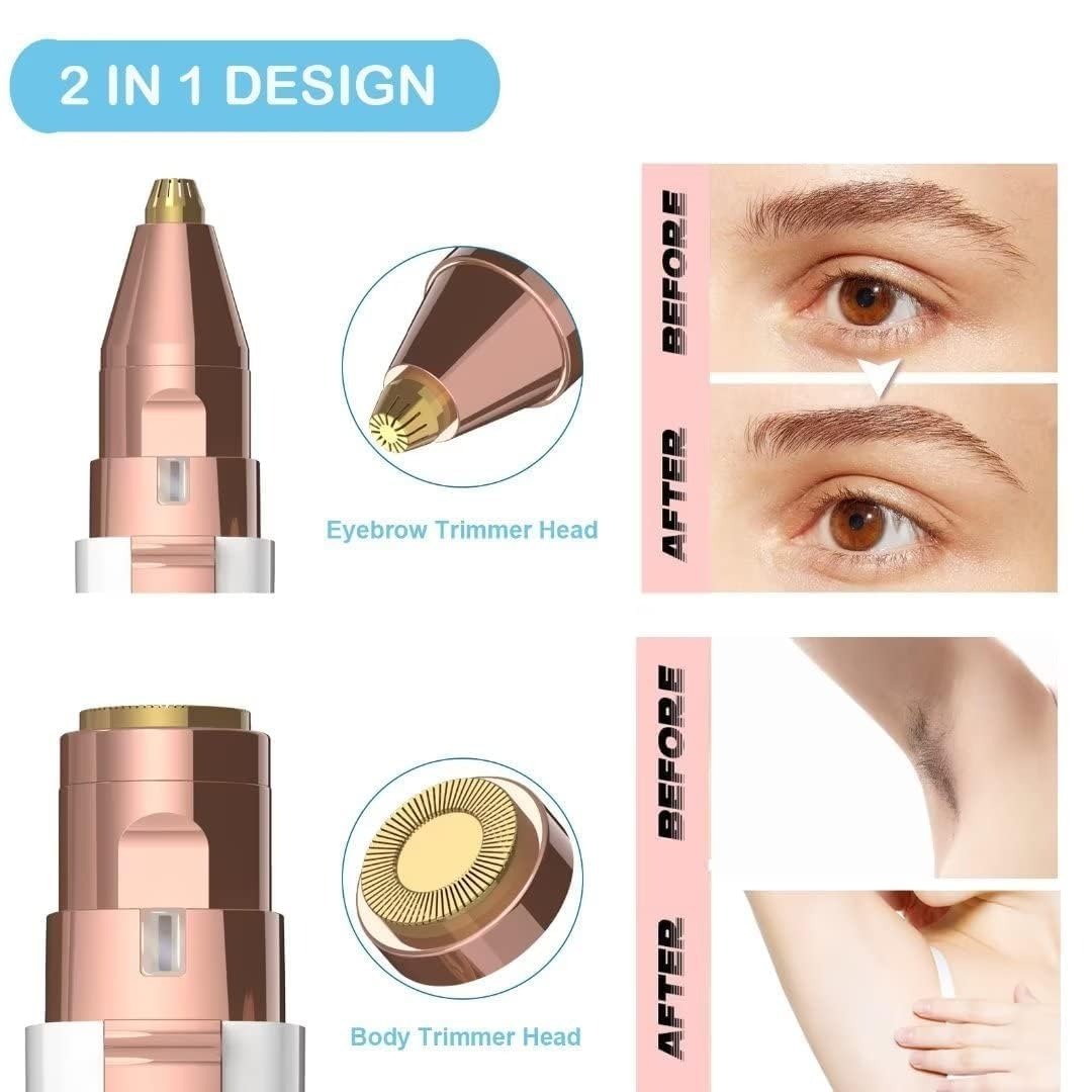 Flawless 2 in 1 Electric Eyebrow Trimmer and Shaver,Painless-Precision Eyebrow Trimmer and Eyebrow Razor Tool with LED Light for Face, Lips, Nose, Chin, Arm