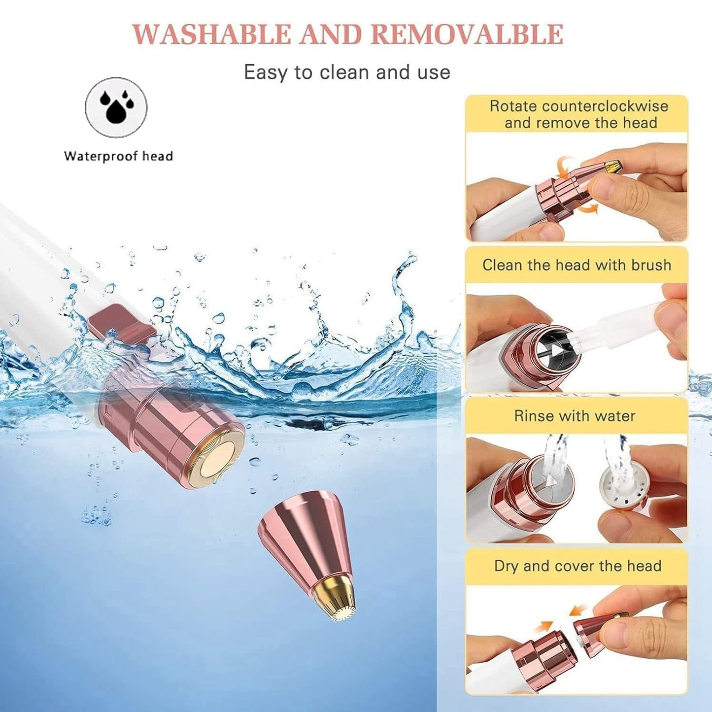 Flawless 2 in 1 Electric Eyebrow Trimmer and Shaver,Painless-Precision Eyebrow Trimmer and Eyebrow Razor Tool with LED Light for Face, Lips, Nose, Chin, Arm