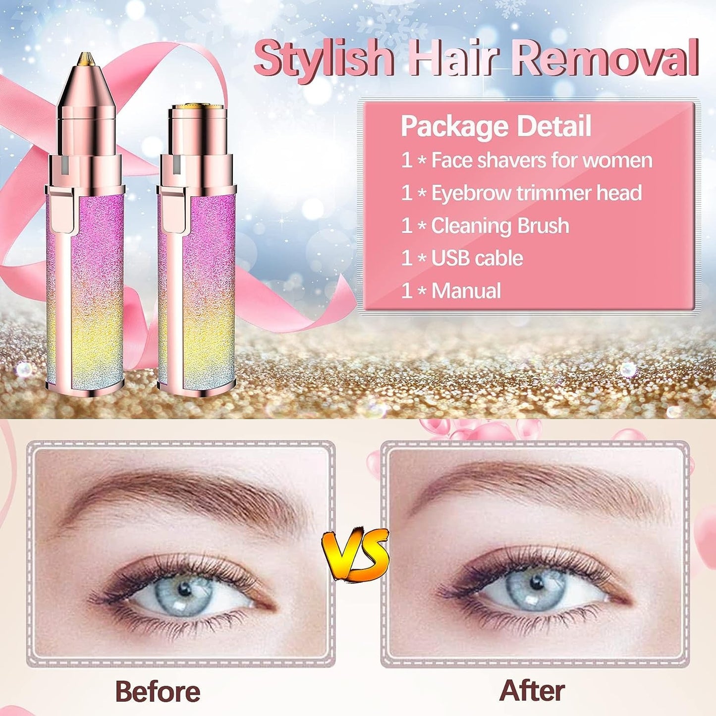 Flawless 2 in 1 Electric Eyebrow Trimmer and Shaver, Rechargeable Hair Remover for All Parts