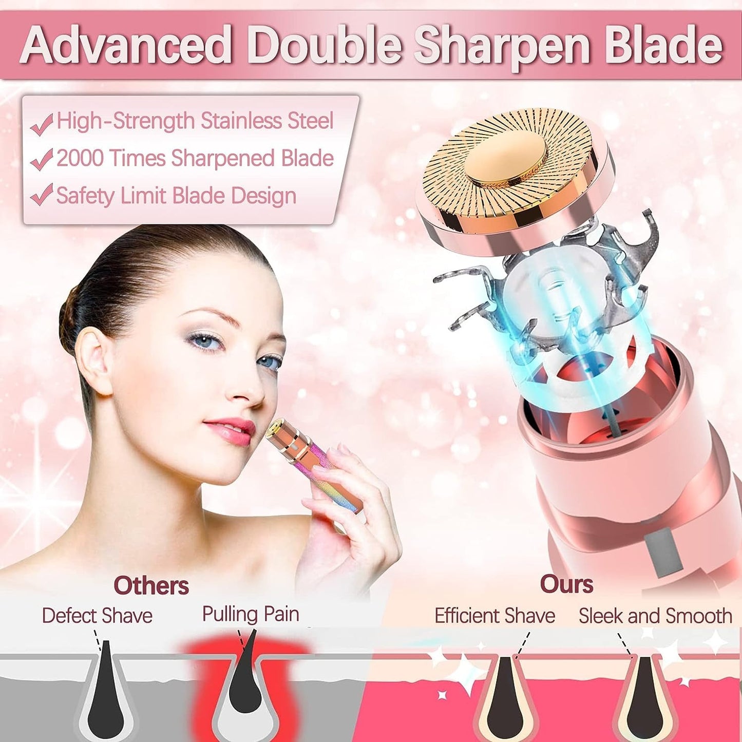 Flawless 2 in 1 Electric Eyebrow Trimmer and Shaver, Rechargeable Hair Remover for All Parts