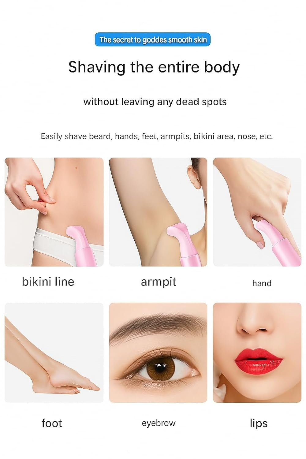 Flawless Eyebrow Trimmer for Women 3 in 1 Rechargeable Facial Hair Remover with Replaceable Heads