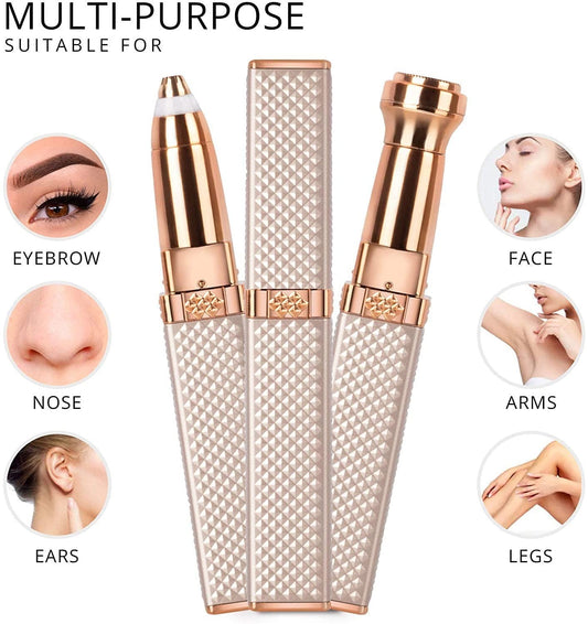 Flawless 2 in 1 Electric Eyebrow Trimmer and Shaver, Rechargeable Hair Remover for All Parts
