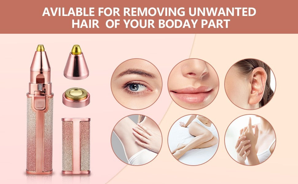 Flawless 2 in 1 Electric Eyebrow Trimmer and Shaver, Rechargeable Hair Remover for All Parts