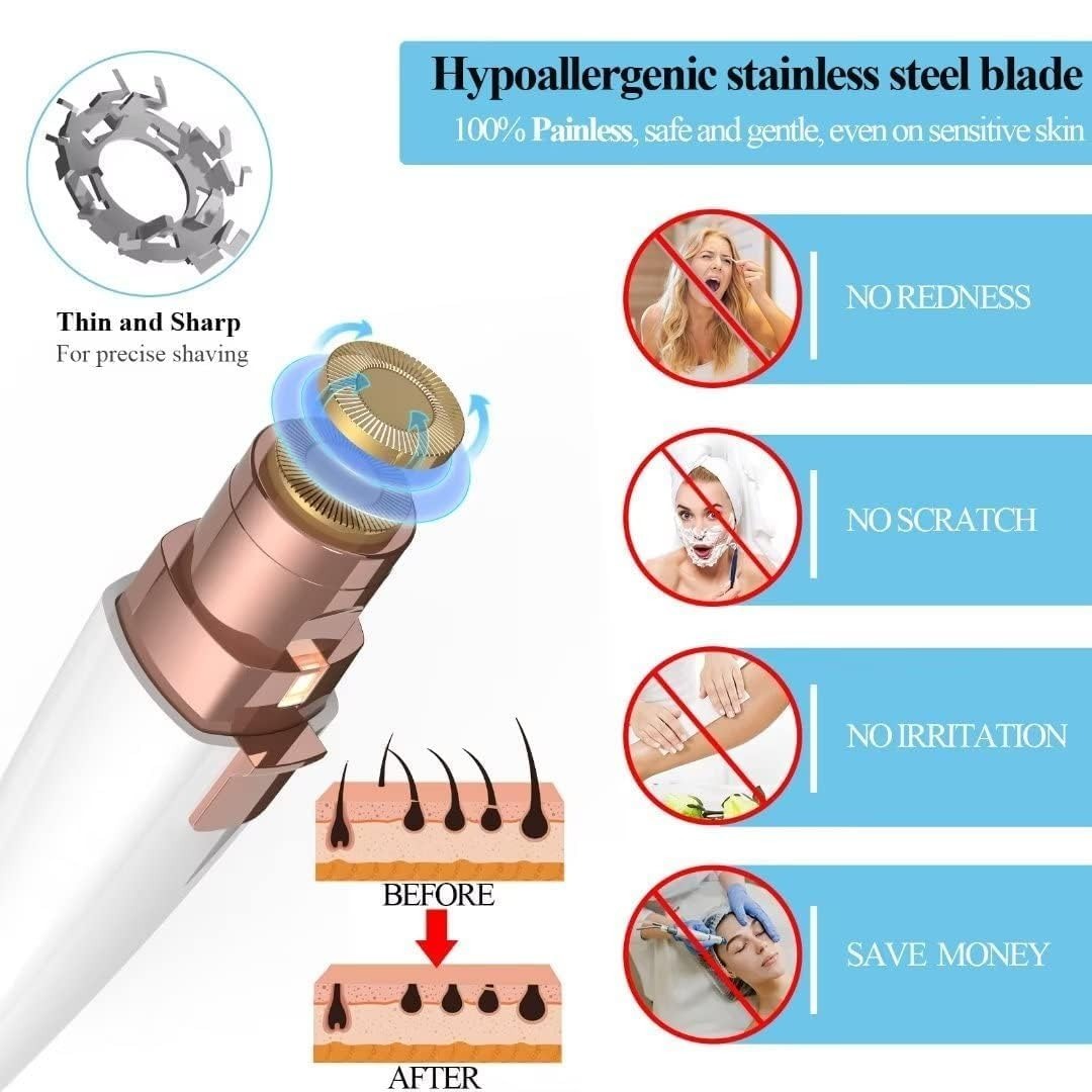 Flawless 2 in 1 Electric Eyebrow Trimmer and Shaver,Painless-Precision Eyebrow Trimmer and Eyebrow Razor Tool with LED Light for Face, Lips, Nose, Chin, Arm