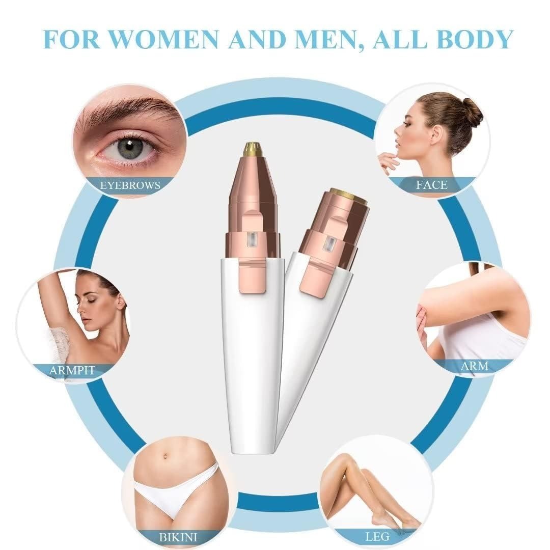 Flawless 2 in 1 Electric Eyebrow Trimmer and Shaver,Painless-Precision Eyebrow Trimmer and Eyebrow Razor Tool with LED Light for Face, Lips, Nose, Chin, Arm