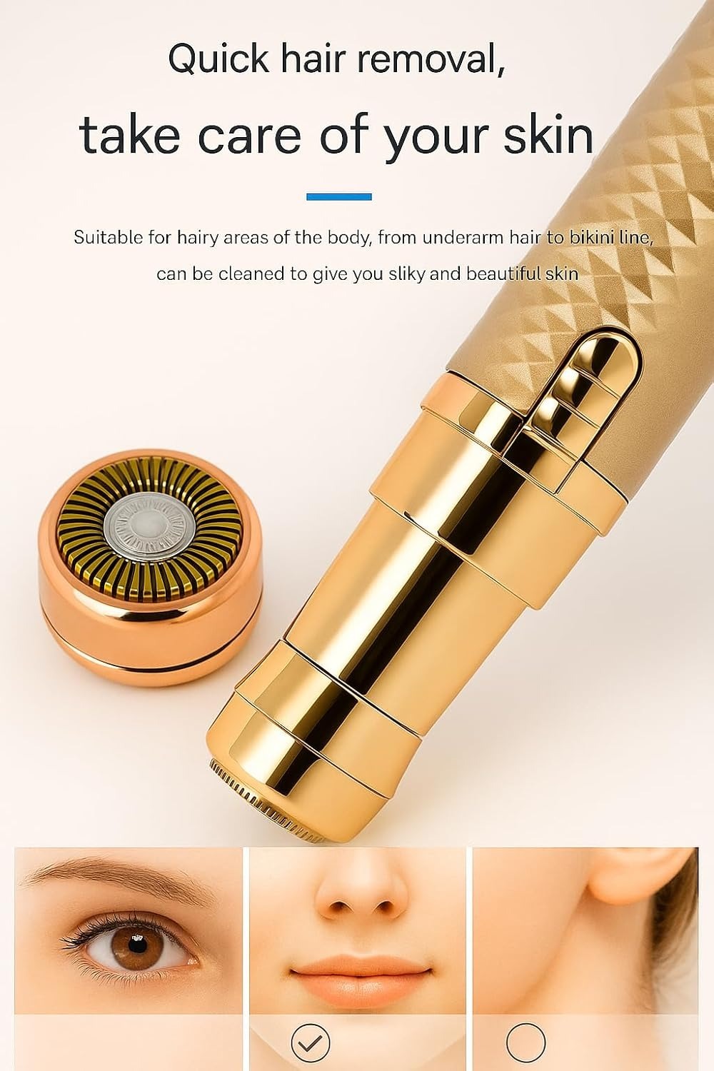 Flawless Eyebrow Trimmer for Women 3 in 1 Rechargeable Facial Hair Remover with Replaceable Heads